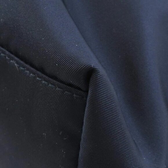 Auth PRADA Logo Handbag Shoulder Bag Navy Nylon/Leather/Silvertone - Picture 6 of 14